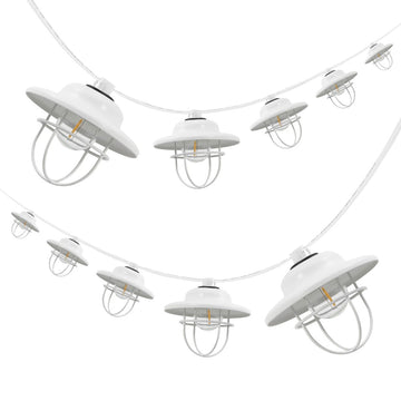 Indoor/Outdoor 10 ft. Rustic Farmhouse Incandescent G40 Metal Cage Shade String Lights